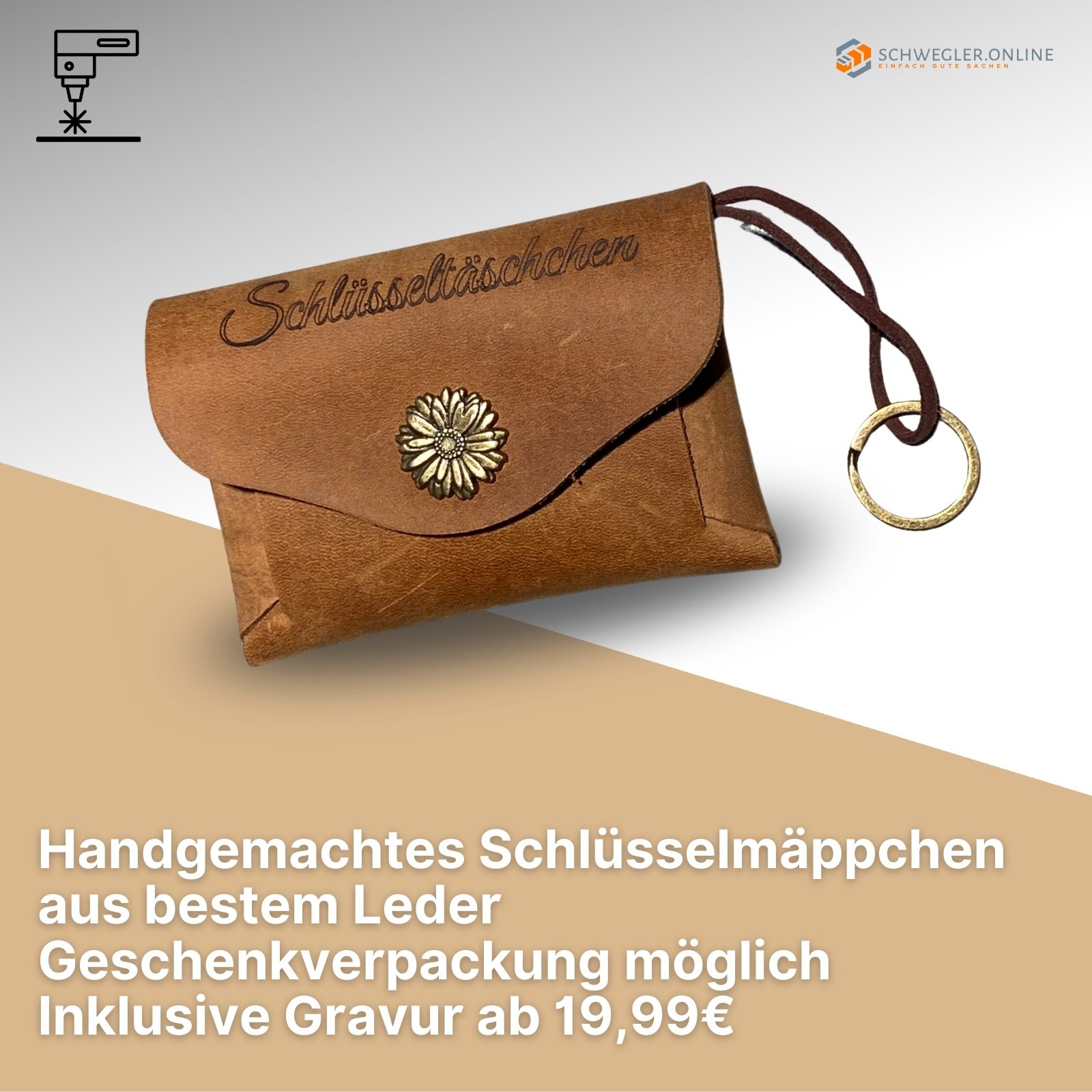 Leder-Schlüsselmäppchen braun