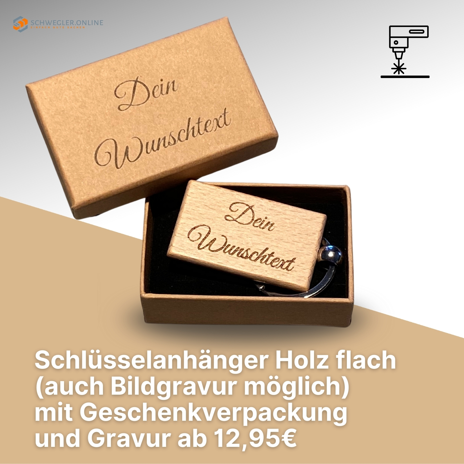 Schlüsselanhänger aus Holz–flach