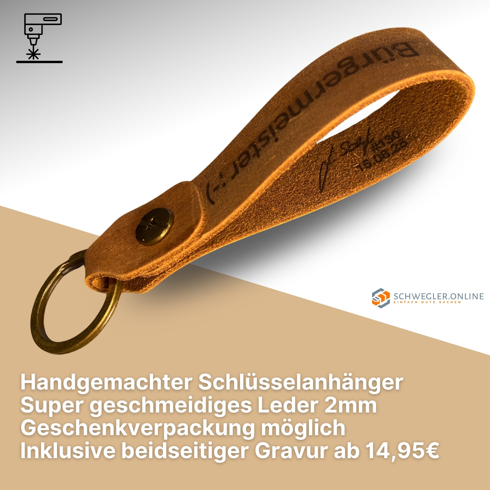 Leder-Schlüsselanhänger-braun